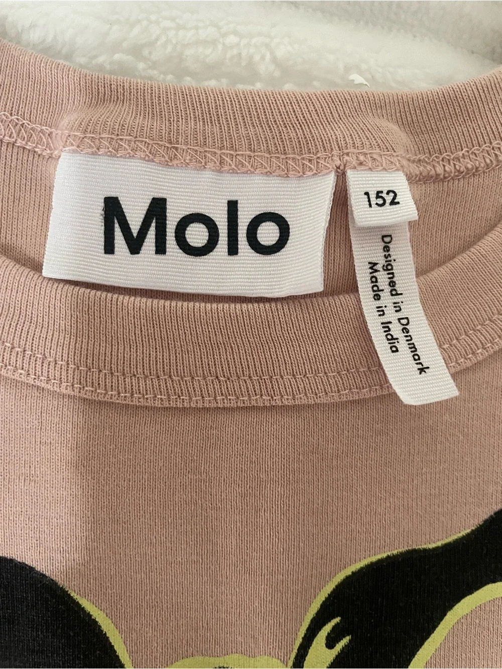 Molo Dusty Pink Tee with Black and Neon Yellow Graphic